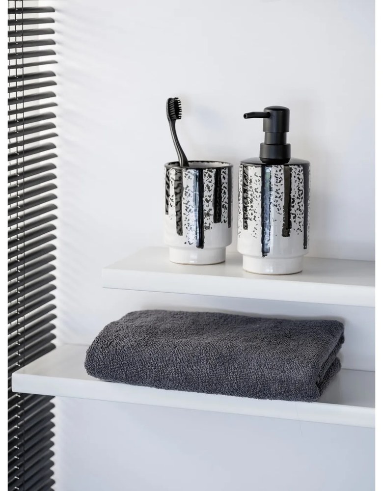 Черно-бяла керамична чаша за четки за зъби Subiza – Wenko