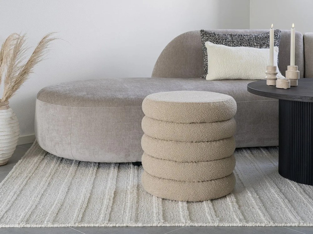 Бежова табуретка от плат bouclé Brooklyn - House Nordic