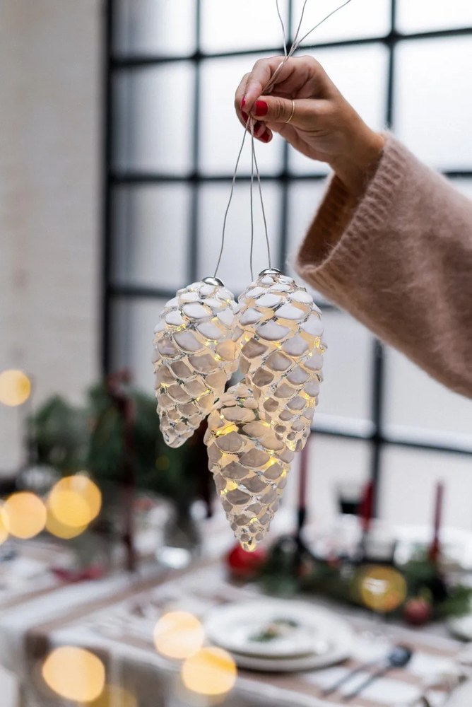 Бяла висяща коледна светлинна украса ø 7 cm Celina – Sirius