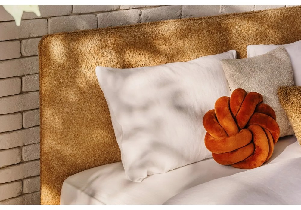 Тапицирано двойно легло с включена подматрачна рамка в цвят горчица 180x200 cm Noira Slim – Bonami Selection