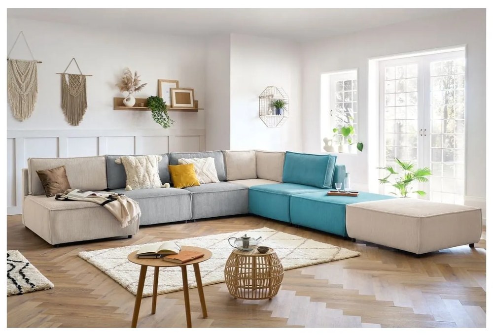 Кремава велурена табуретка Nihad modular - Bobochic Paris