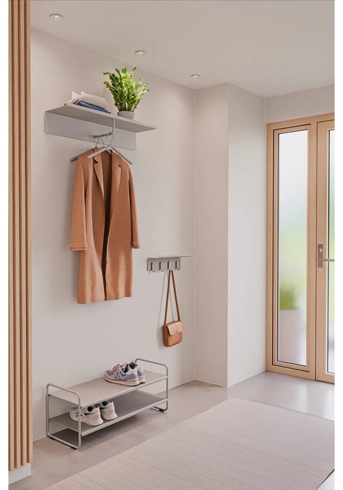 Светлосива стоманена стенна закачалка с рафт 11,5 cm A-Hallway – Zone