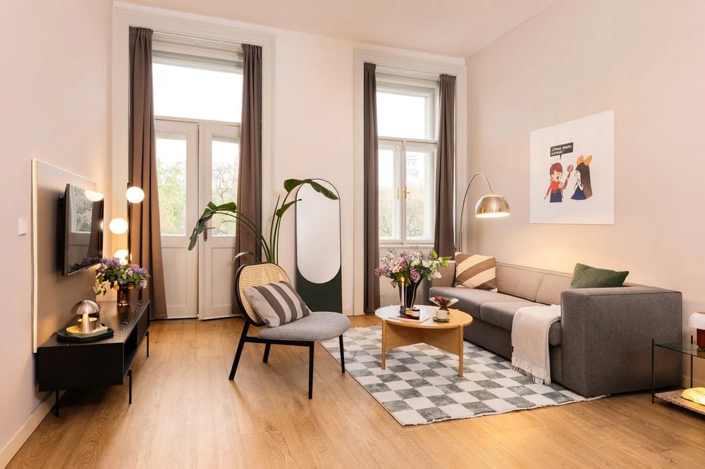 Светлосиво каре със съдържание на памук , 140 x 180 cm Ruby - Euromant