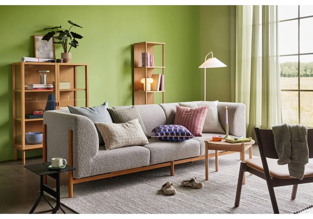 Кремава подова лампа със стъклен абажур (височина 158 cm) Solid – Hübsch