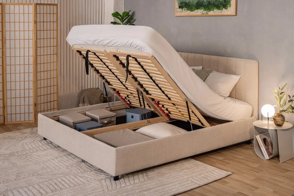 Бежова текстилна кутия за съхранение с капак 35x19x26 cm Soft Storage – Bigso Box of Sweden