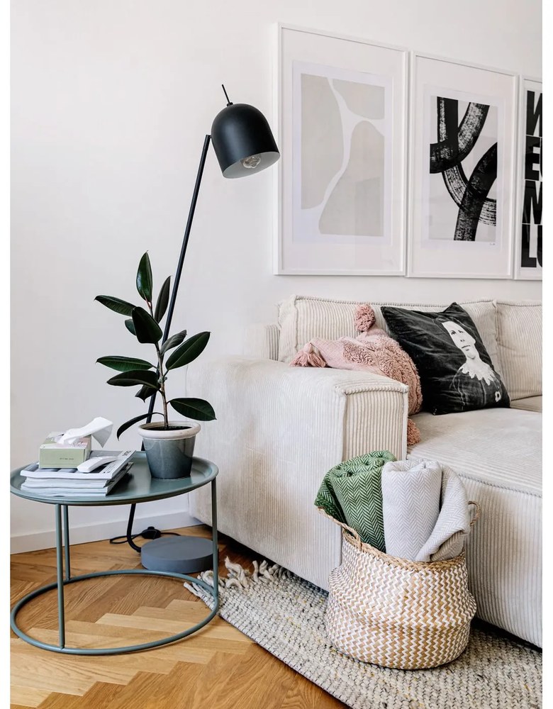 Разтегателен диван от велур в бяло и бежово Nihad - Bobochic Paris