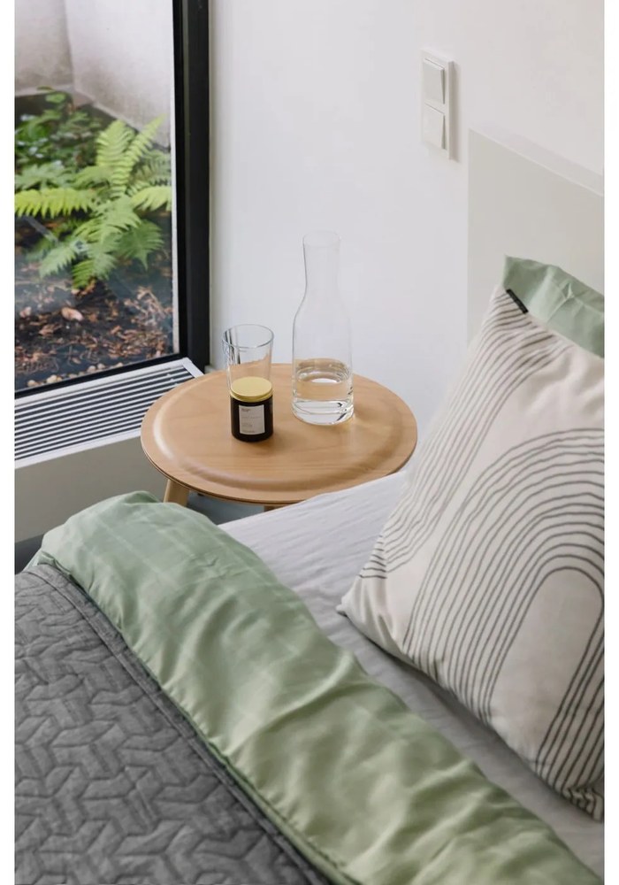 Светлозелено дамасково спално бельо за единично легло 140x200 cm Clear - Södahl