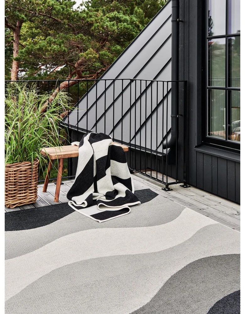 Черно-бял одеяло със смес от вълна 140x180 cm Bob Black Vanilla – Pappelina