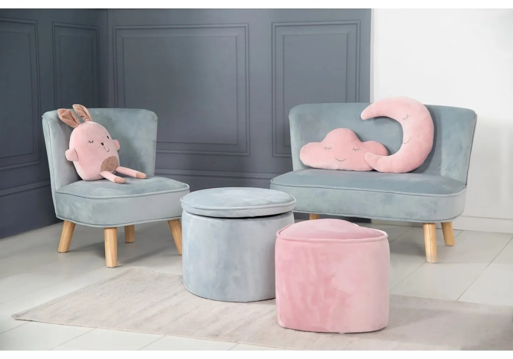 Светлосиньо кадифе бебешки стол Lil Sofa - Roba
