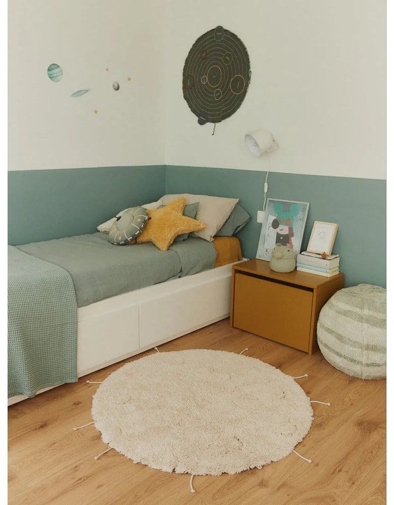 Кремав ръчно изработен памучен кръгъл килим подходящ за пране ø 100 cm Moon Multishape – Lorena Canals