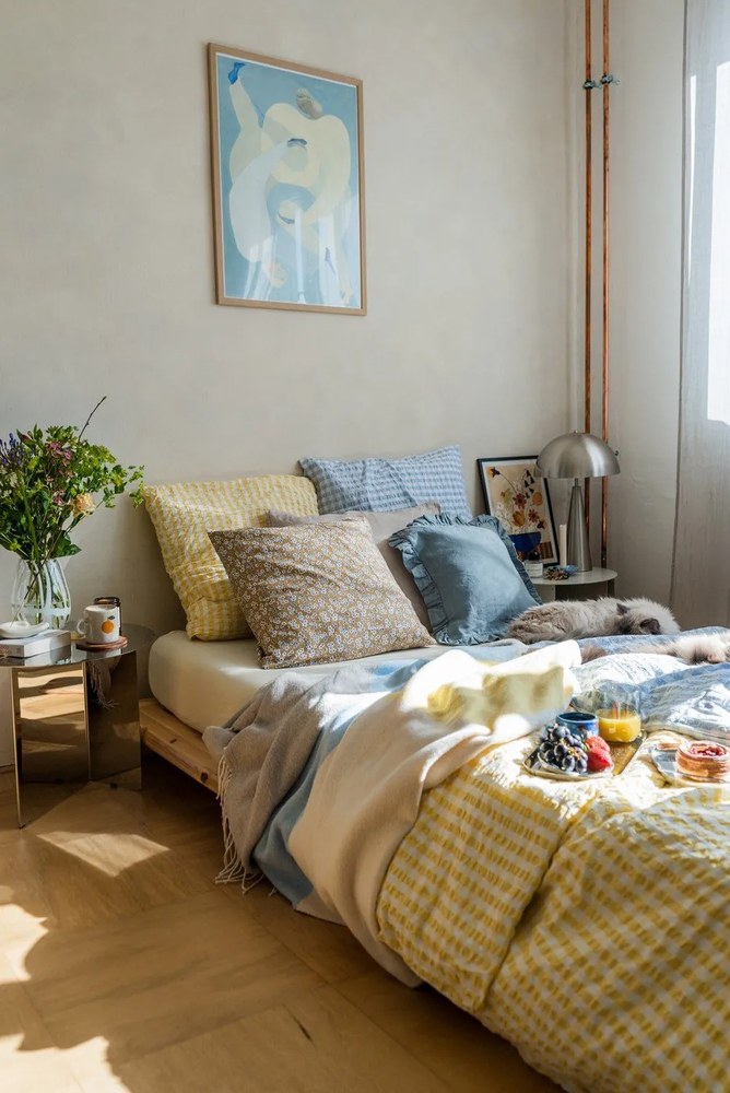 Одеяло в жълт и син цвят 125x190 cm Brick - Mette Ditmer Denmark