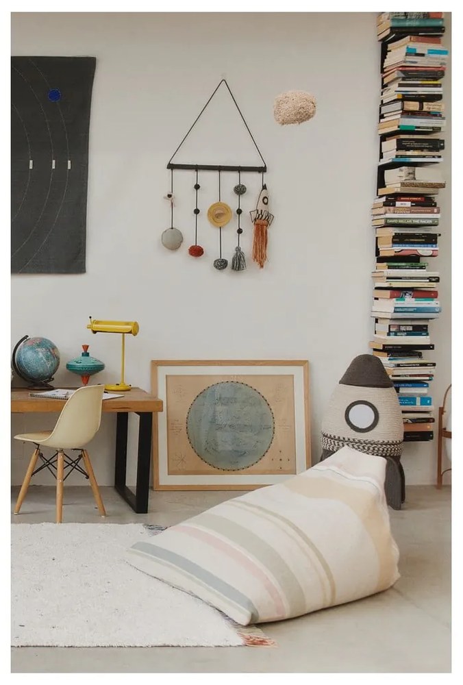 Кремав детски пуф Cleo Multi Stripe – Lorena Canals