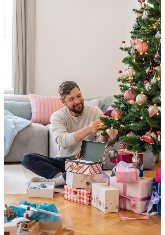 Стъклени ръчно издухани коледни топки в комплект 3 бр. ø 8 cm – Ego Dekor