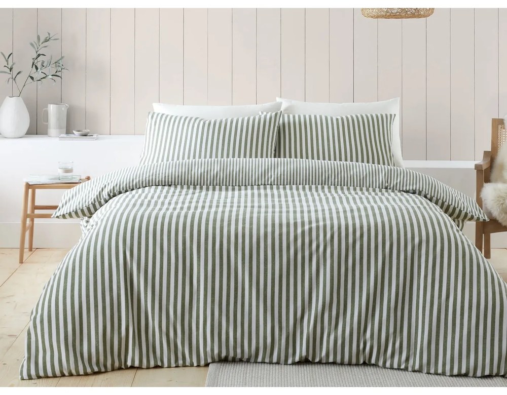 Зелено памучно спално бельо за единично легло 135x200 cm - Catherine Lansfield