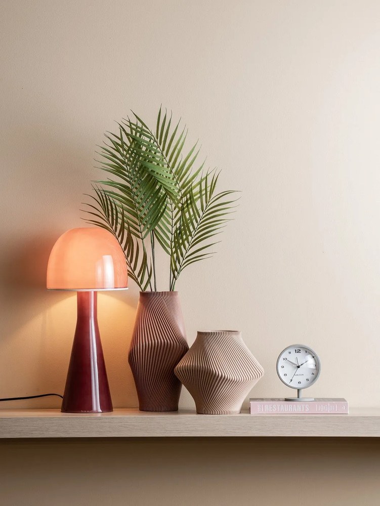 Червена настолна лампа със стъклен абажур (височина 45 cm) Bombin – Leitmotiv