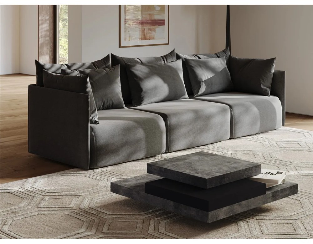 Сива масичка за кафе в бетонен декор 110x110 cm Slate - TemaHome