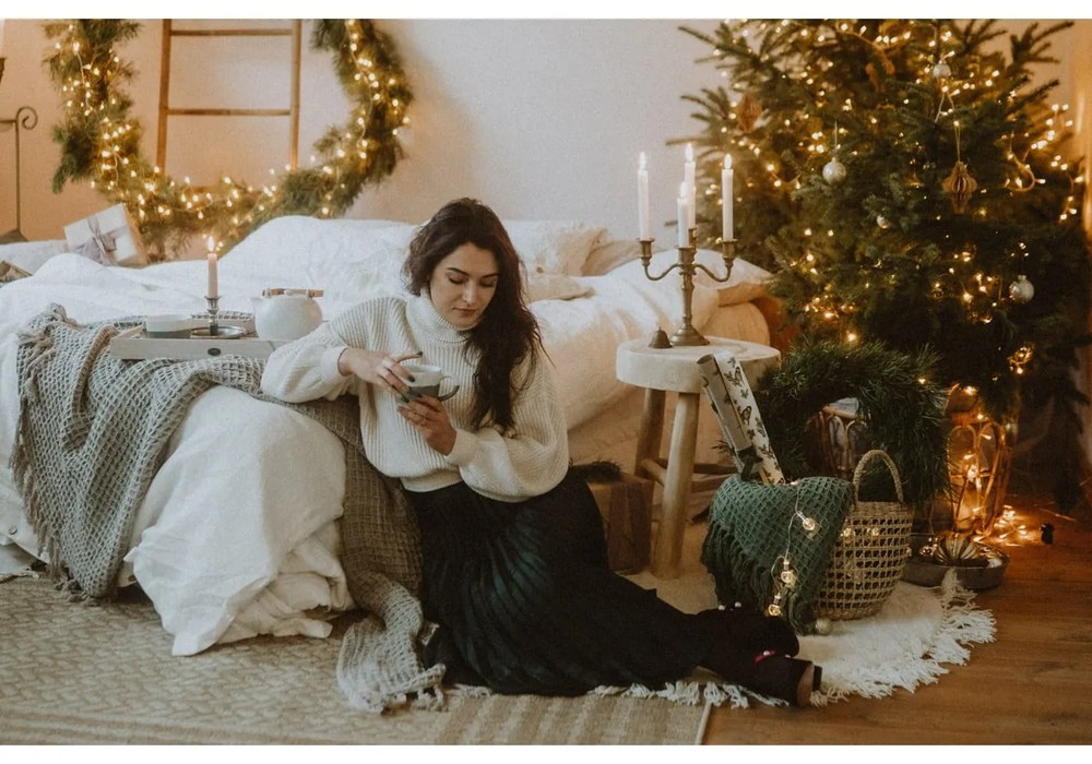 Бежов вълнен килим Nature, ⌀ 110 cm - Bloomingville