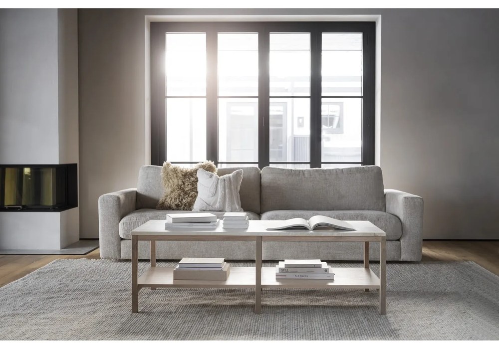 Бяла масичка за кафе с каменен плот 140x60 cm Orwel - Rowico