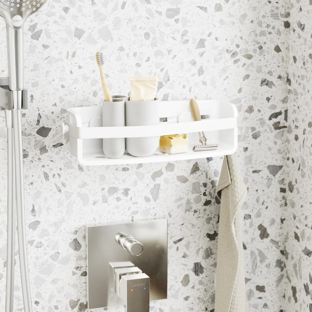 Бяла пластмасова чаша за четки за зъби Touch - Umbra