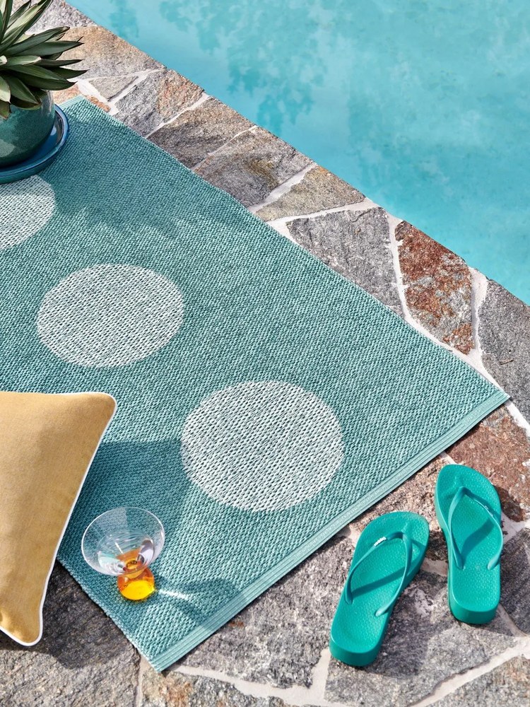 Тюркоазен килим за открито и закрито 70x120 cm Vera Pop Jade – Pappelina