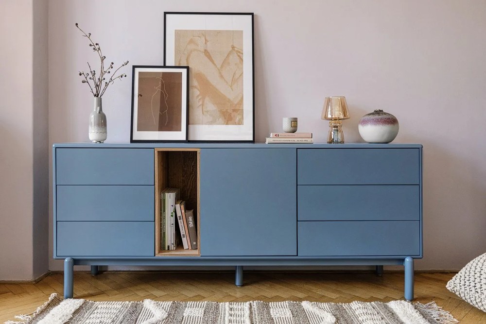 Син/сив нисък скрин 180x76 cm Corvo – Teulat