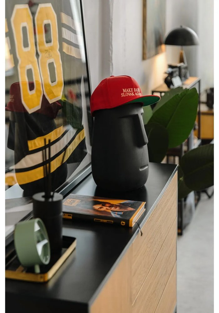 Черен/естествен нисък скрин от декор от дъб 120x82 cm Seaford – Actona