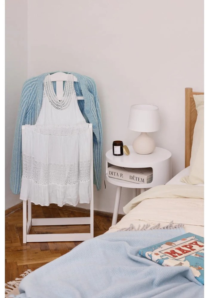 Бяло-кафява настолна лампа от керамика и плат, височина 29 cm Martin - Trio