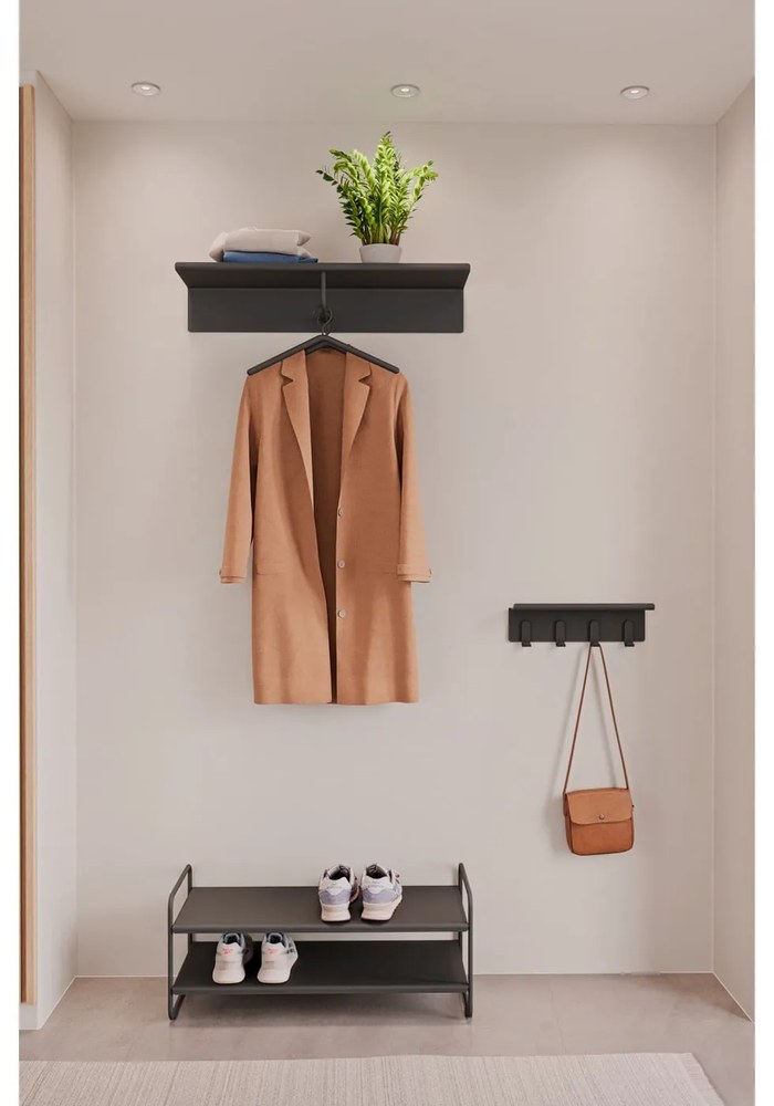 Черен стоманен стелаж за обувки 33x33x80 cm A-Shoe – Zone