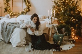 Бежов вълнен килим Nature, ⌀ 110 cm - Bloomingville