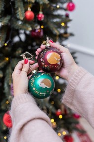 Стъклена ръчно изработена коледна топка ø 6 cm Woodland Hedgehog – Sass &amp; Belle