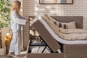 Боксспринг легло в кафяво-сив цвят с място за съхранение 180x200 cm Elva Bold – Bonami Selection