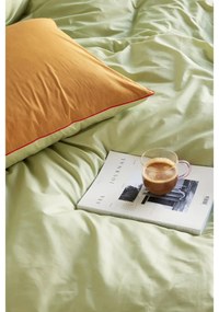 Оранжево и зелено памучно спално бельо Line, 140 x 200 cm - Hübsch