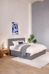 Сиво и бежово двойно удължено спално бельо от памук Renforcé с включен долен чаршаф, 4 части 200x220 cm – Mila Home