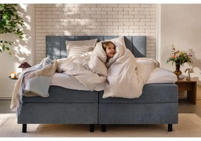 Синьо боксспринг легло с място за съхранение 180x200 cm Elva Bold Line – Bonami Selection