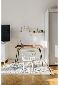 Стенен рафт от бяла стомана с детайли от дъбово дърво с 2 куки , дължина 50 см Hook - Gazzda