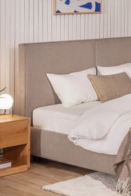 Двойно тапицирано кафяво-сиво легло с място за съхранение и включена подматрачна рамка 160x200 cm Myra Bold – Bonami Selection