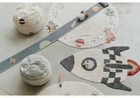 Кремаво ръчно изработено памучно детско килимче за игра подходящо за пране ø140 cm Interstellar Journey – Lorena Canals