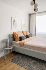 Естествено кафяво спално бельо за двойно легло от измит памук , 200 x 220 cm - Bonami Selection