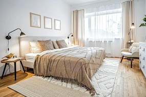 Светлокафява памучна покривка за двойно легло 250x260 cm Sahara - Tiseco Home Studio