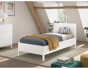 Бяло детско легло от масивен бор без ламелно дъно 90x200 cm Eva – Vipack