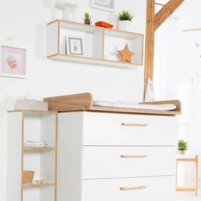 Бял нисък скрин от дъб с маса за преповиване 119x100 cm Ava - Roba