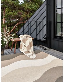 Бежово и кремаво одеяло със смес от вълна 140x180 cm Bob Mud Vanilla – Pappelina