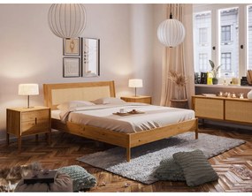 Дъбово двойно легло с ратанова табла 180x200 cm Pola - The Beds