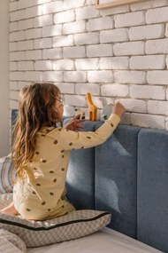 Синьо боксспринг легло с място за съхранение 180x200 cm Elva Bold Line – Bonami Selection