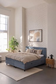 Синьо боксспринг легло с място за съхранение 180x200 cm Elva Bold – Bonami Selection