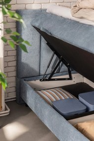 Синьо боксспринг легло с място за съхранение 180x200 cm Elva Bold Line – Bonami Selection