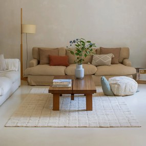 Кремав ръчно изработен памучен килим подходящ за пране 170x240 cm Mosaic – Lorena Canals