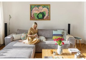 Светлосив велурен разтегателен диван Nihad - Bobochic Paris