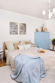 Бяло-кафява настолна лампа от керамика и плат, височина 29 cm Martin - Reality