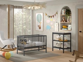 Антрацитно детско креватче от масивен бор 60x120 cm DINO – Vipack